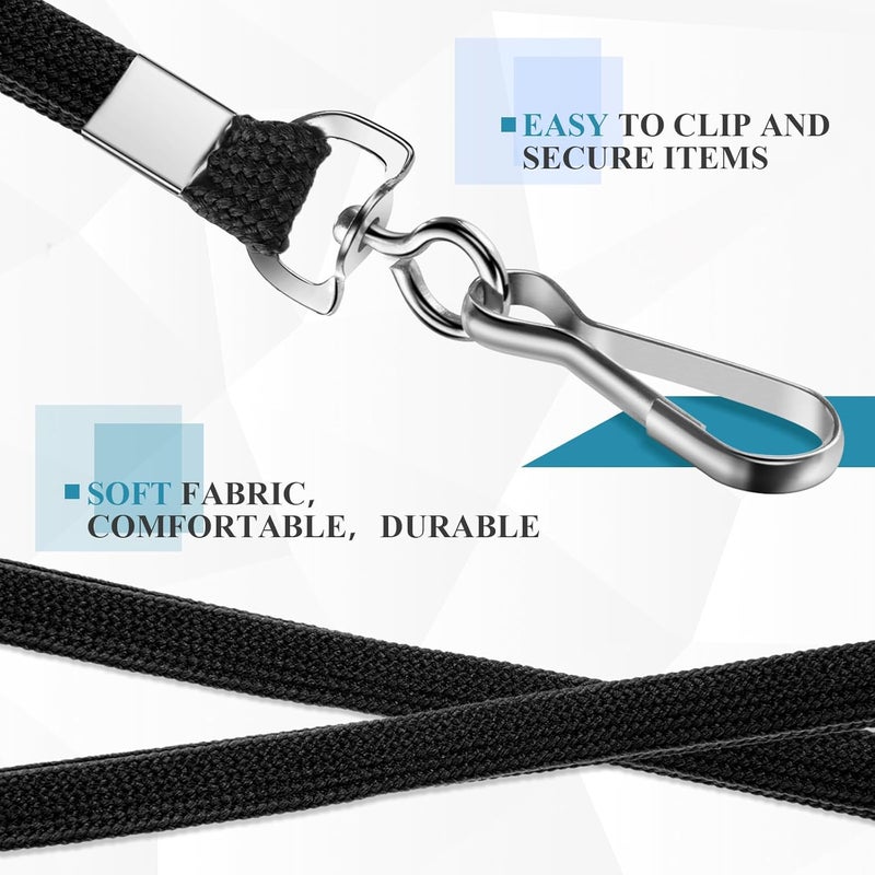 koorito 50 Pcs Badge Lanyards Flat Lanyards for ID Badges Bulk Black lanyard with Swivel J Hook Clip for Office Worker, Student, Teacher - Image 4